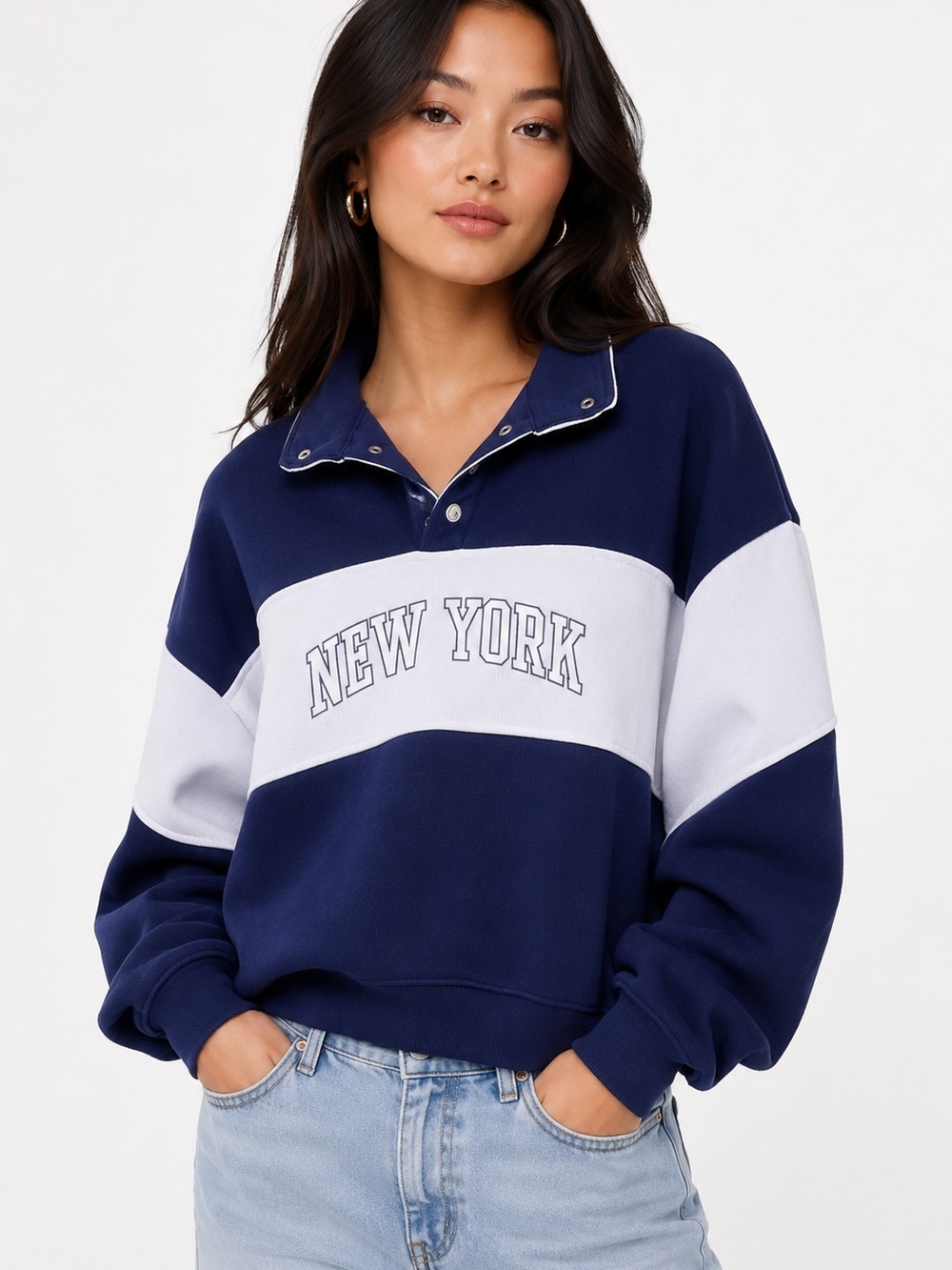 Forever 21 New York Rugby Sweatshirt Large Varsity Campus Back to School